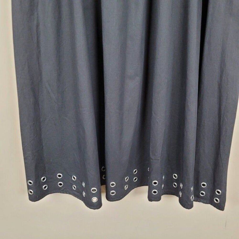 Y2K Marciano Size S Black A-Line Knee Lenght Dress Silver Rings Grommets Eyelet - Picture 7 of 12